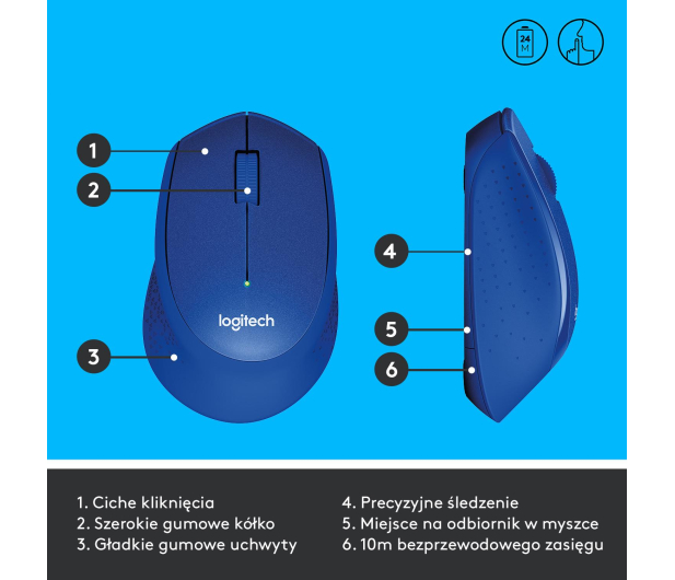 LOGITECH MYSZ BEZPRZEWODOWA LOGITECH M330 Silent Niebieska - 329390 - zdjęcie 11